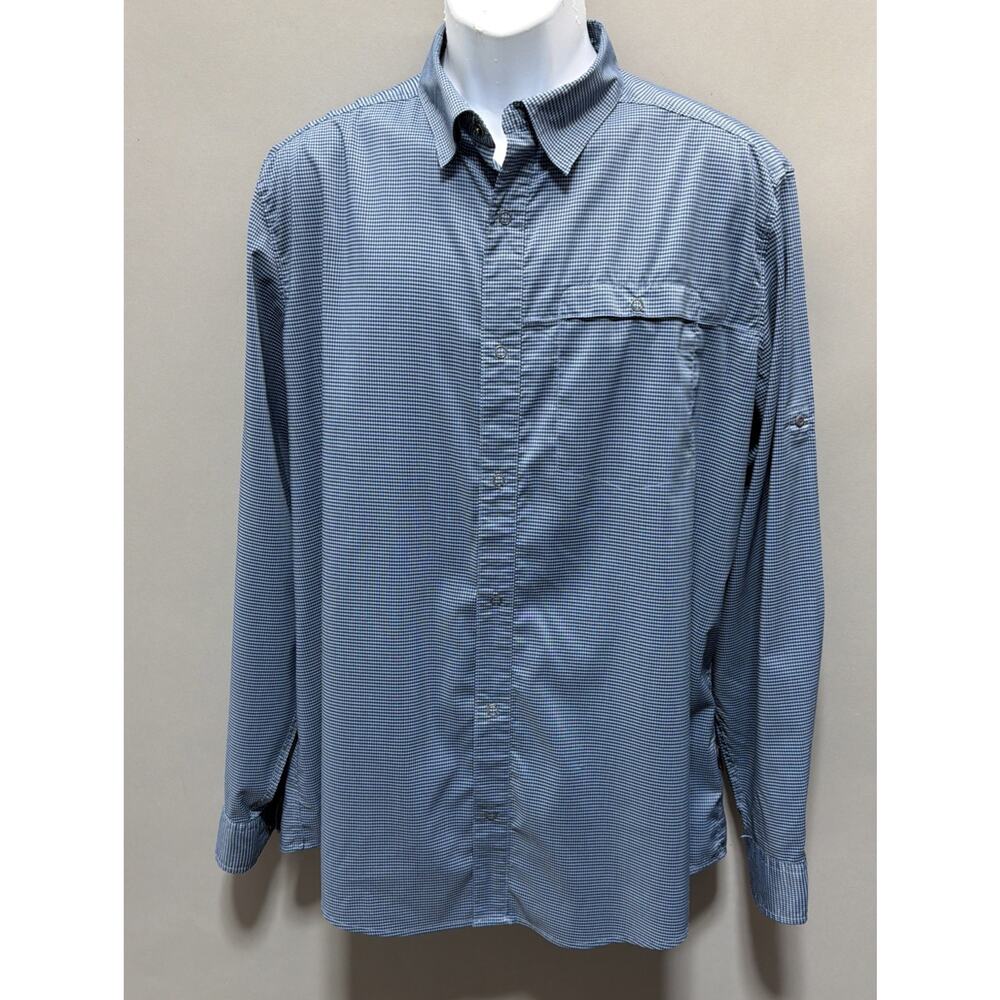 Swiss Tech Mens Snap Up Long Sleeve Shirt Blue Size Large Blue Check Pattern